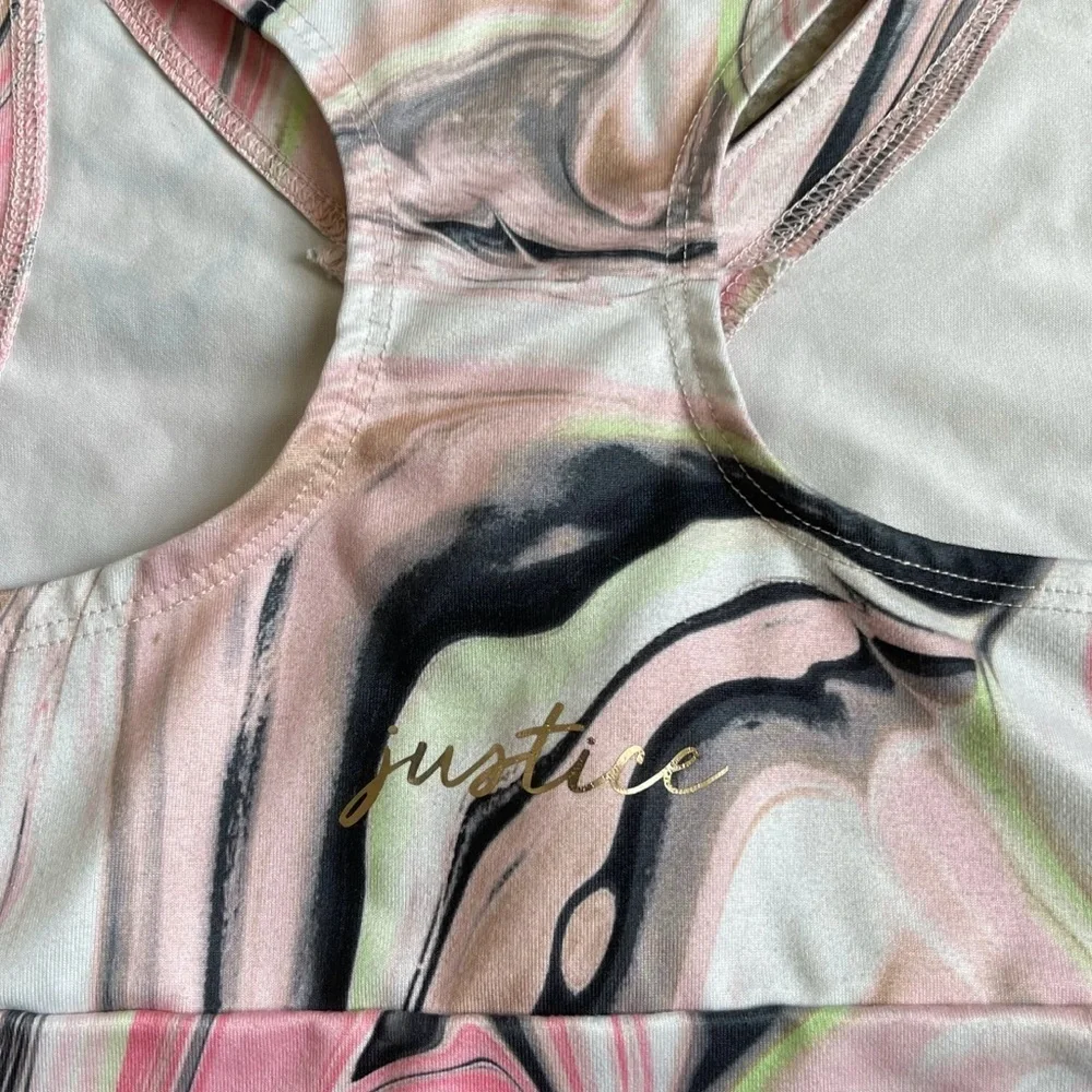Justice Sports Bra Crisscross Long Line Girls Size M 10 Pink Athletic Yoga